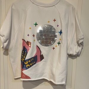 QUEEN OF SPARKLES White Sweatshirt with Silver and Pink Accents